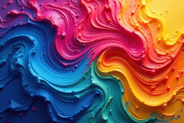 Fototapeta premium Abstract swirling paint texture in vibrant hues, visual, canvas