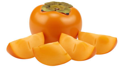 Fresh persimmon slices food photography