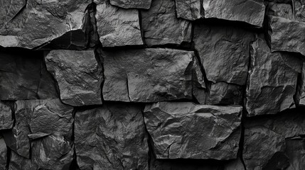 Dark gray rock with a rough and natural texture set against a dark black background, presenting an ultra - realistic visual experience. The contrast between the gray rock.
