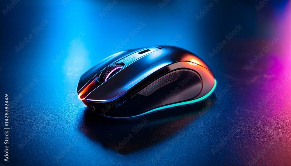 Poster stylish ergonomic gaming mouse with illuminated accents and high precision for immersive gameplay ge