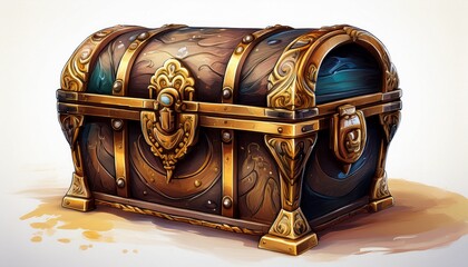 treasure chest isolated on white background