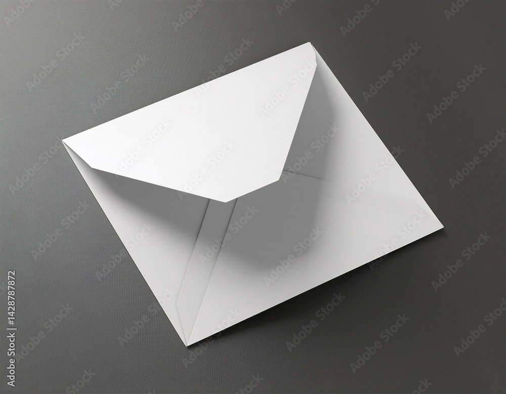 Poster square folded invitation card with envelope white blank 3d rendering mockup