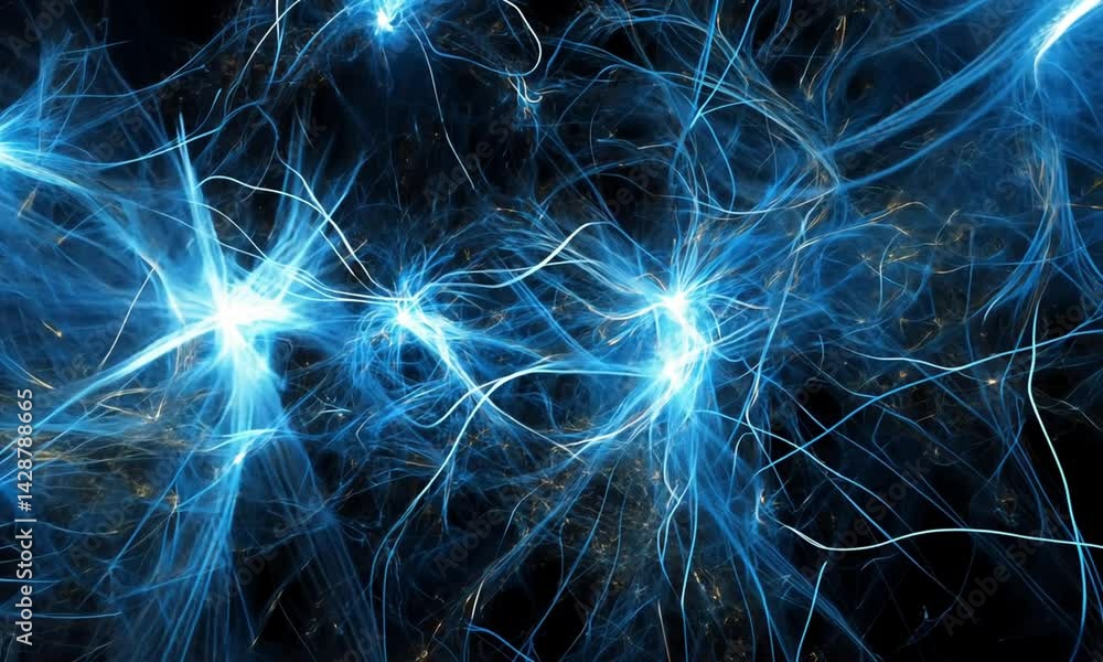 Wall mural a stunning display of vivid blue fireworks bursting in a dark empty sky made with generative ai tech