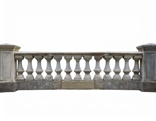 vintage grey stone railing on white background
