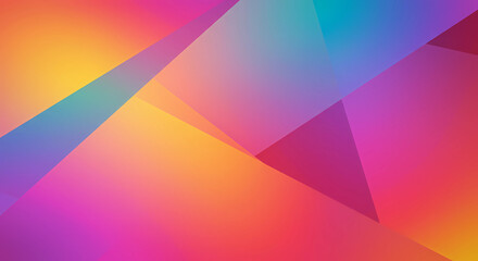 A digitally painted abstract composition with a painterly and blurred quality showcases flat, angular shapes rendered with blended gradients of vibrant, saturated hues.