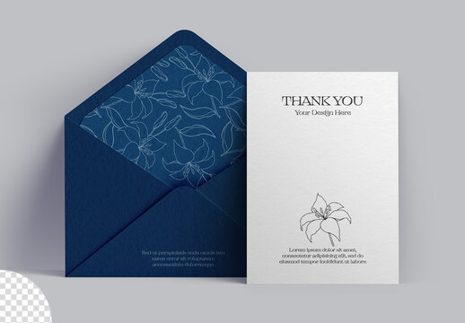 Opened Envelope Stationery With Card Mockup