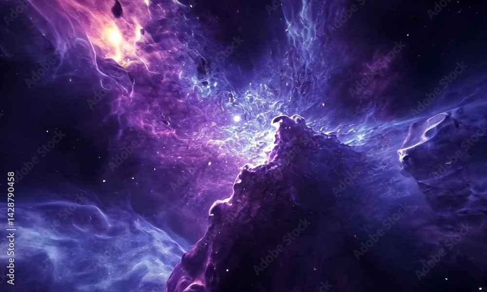 Canvas Prints a vast cosmic universe with glowing purple and blue nebulae swirling in space made with generative a