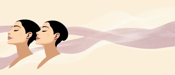 Two serene women with closed eyes in a spa setting, enjoying relaxation and wellness Concept of beauty, skincare, and selfcare