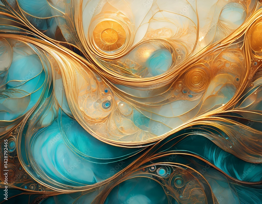 Poster topaz abstract art featuring flowing forms and intricate patterns