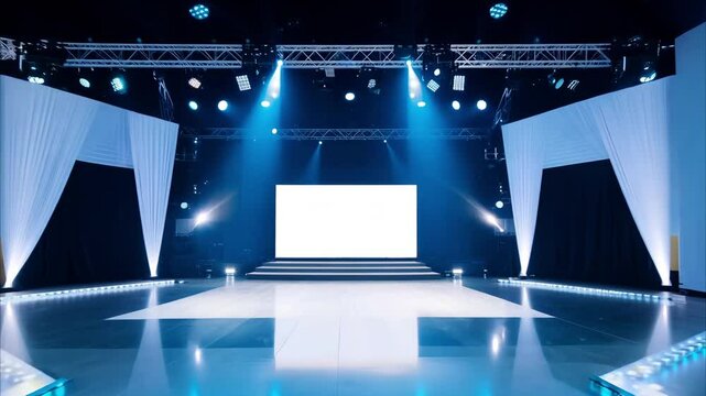 Empty stage with screen ideal for presentations events conferences and shows