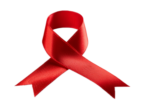Red ribbon awareness isolated transparent background png