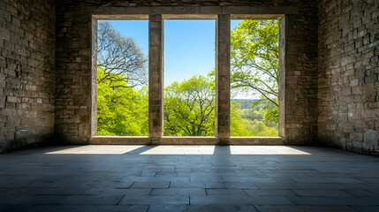 Empty Room With Windows Showing Nature View