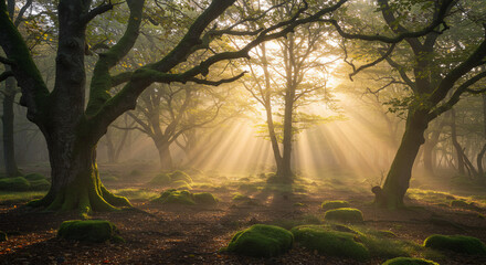 Naklejka premium Enchanted Forest at Dawn