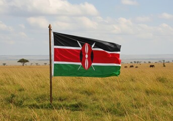 Kenya Flag Savanna Maasai Mara Landscape Background