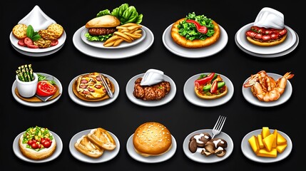 Diverse Food Icons Collection for Restaurant and Delivery Business