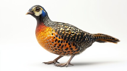 Obraz premium Colorful Bird with Intricate Feather Patterns on White Background