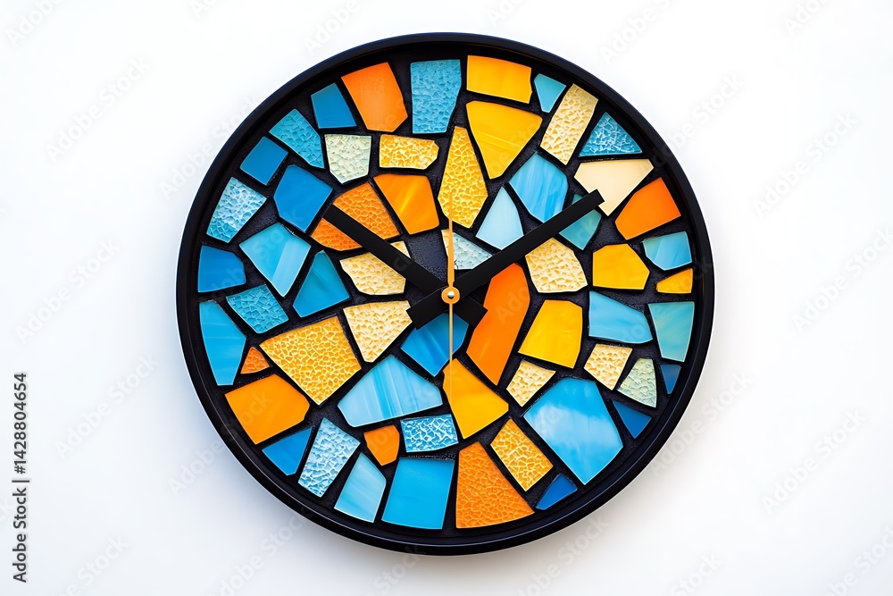Poster clock with colourful abstract background