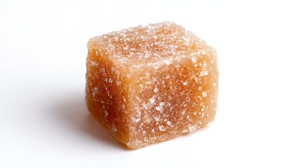 Isolated Brown Sugar Cube on White Background for Food Photography