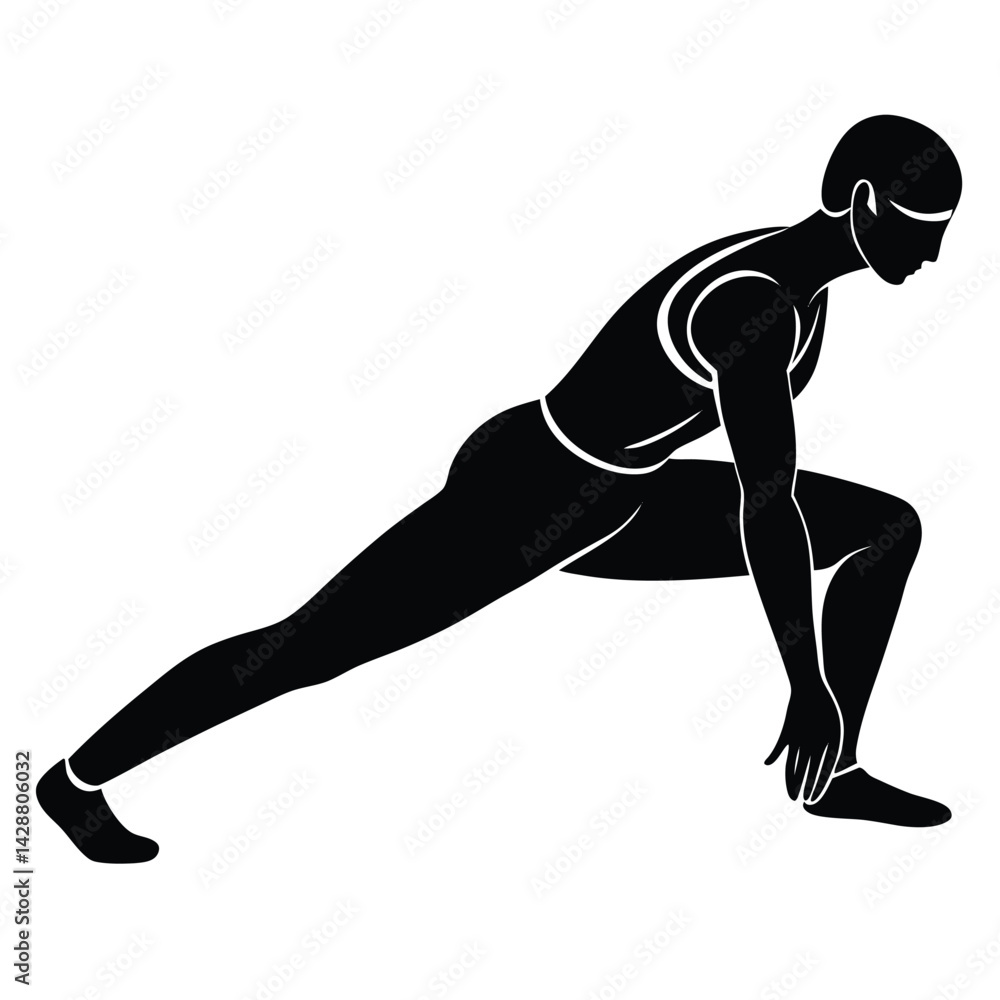 Poster isolated black vector dancer using element lunge stretch with white background