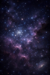 Obraz premium vertical template with space background, cluster of twinkling stars in the night sky