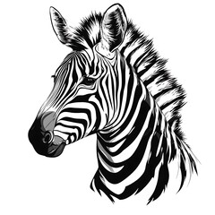 Striking Photo Of Zebra Portrait Illustration With Bold Black And White Stripes