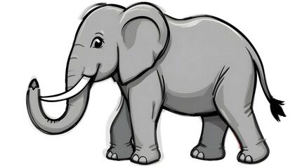 Obraz premium A stylized, cartoon illustration of an elephant in profile view.