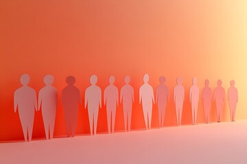 Orange Simple Paper People Team Silhouette Illustration