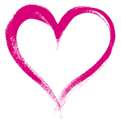 Hand Drawn Pink Grunge Heart. Creative love sign with rough edges. Abstract freehand doodle shape of heart. Highlight splash