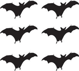 Vector silhouette of Halloween icons. Abstract illustration silhouette banana bat. 