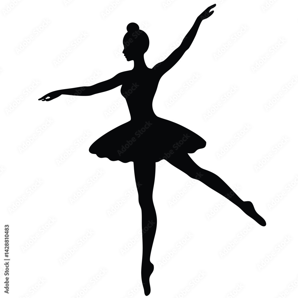 Poster isolated black vector dancer using element pirouette with white background