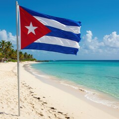 Cuba Flag Caribbean Beach Tropical Landscape Background