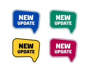 a set of multi-colored stickers with the text of a new update on a white background