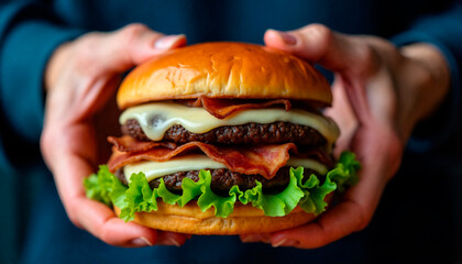 Gourmet Cheeseburger with Crispy Fries