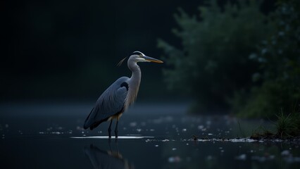 Fototapeta premium Great Blue Heron Standing In Water