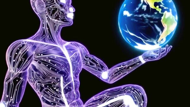A man symbolizing global connectivity and ai advancement