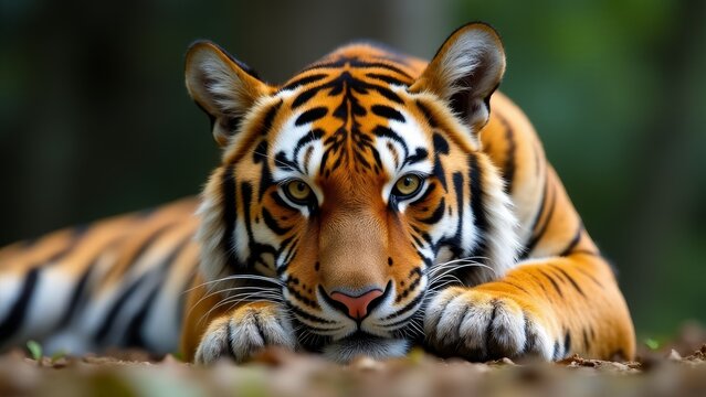 Bengal Tiger Resting In Natural Habitat