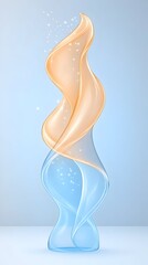 Obraz premium Swirling light blue and beige cosmetic cream, liquid, or serum in elegant bottle