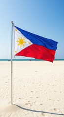 Naklejka premium Philippines Flag White Sand Beach Tropical Paradise Background
