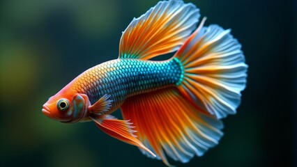 Colorful Siamese Fighting Fish Close-up Portrait