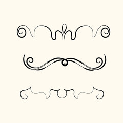 Elegant Collection of Three Hand Drawn Flourishes for Design Projects
