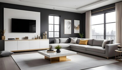 interior modern design room 3d