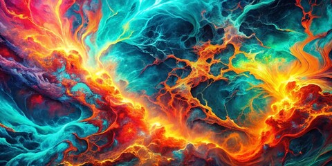 Fototapeta premium Abstract fiery and icy nebula colliding in a vibrant cosmic dance of energy and color