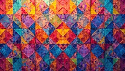 Geometric mosaic tile seamless pattern, vibrant colors, colorful, decor