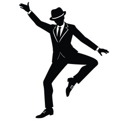 Isolated Black Vector Dancer using Element tap dance With White Background