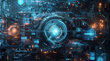 Futuristic abstract circular digital technology network connection texture background