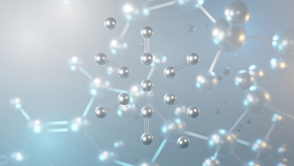 calcium ferrocyanide molecular structure, 3d model molecule, e538 structural chemical formula view from a microscope