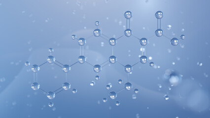 rosoxacin molecular structure, 3d model molecule, antibiotic structural chemical formula view from a microscope