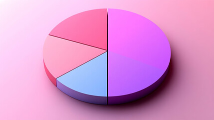 Obraz premium Pie chart displaying different shares pink light pink light blue and purple segments