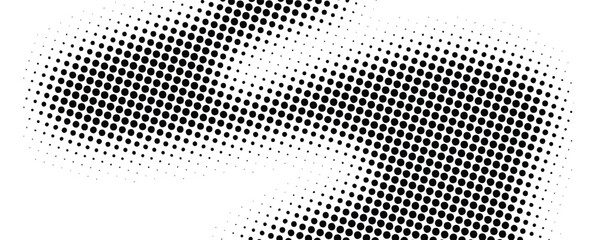 Fototapeta premium Halftone background horizontal dynamic wave river bend calming rhythms vector design elements isolated in black color