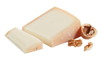 Cheese and Nuts cut out isolated transparent background